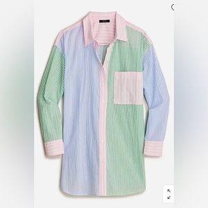 J. Crew Button-up Cotton Voile Beach Shirt in Cocktail Stripe